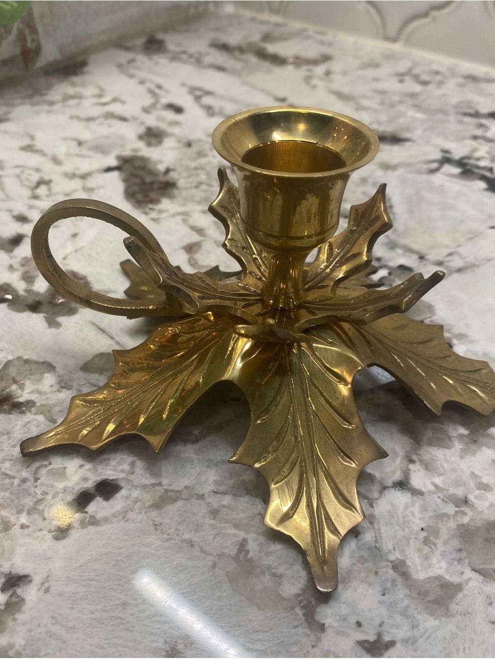 Holiday Vintage Brass Candle Holder
